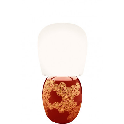 Lampe de table Hive diffuseur en verre opale feuilleté et soufflé et corps en céramique émaillée 30W E27