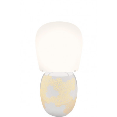 Lampe de table Hive diffuseur en verre opale feuilleté et soufflé et corps en céramique émaillée 30W E27