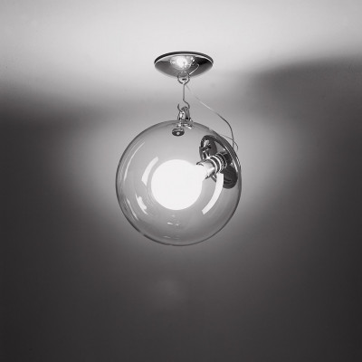 Miconos ceiling lamp diffuser in transparent blown glass 23W E27