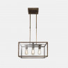 London square 50x50 4 lights suspension lamp in antiqued iron and E27 transparent glass