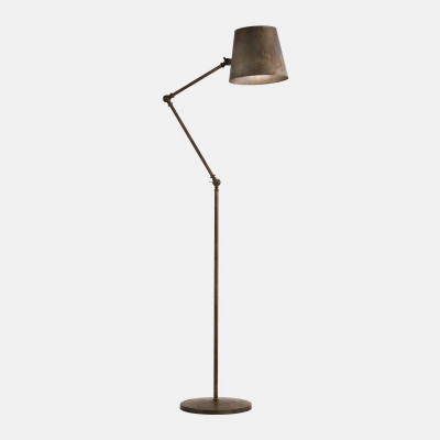 Reporter 271.08 arm w/joint 1 light floor lamp in iron and brass 77W E27
