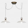 Tabià 2 lights Suspension lamp in glass with frames in antique brass 77W E27
