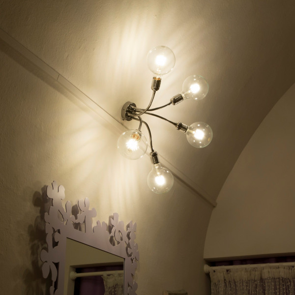 Wall/Ceiling lamp Sideform Flexi Nudo Cromo 5 lights