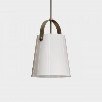 Bell 1 light pendant lamp in brass and glass 10W E27