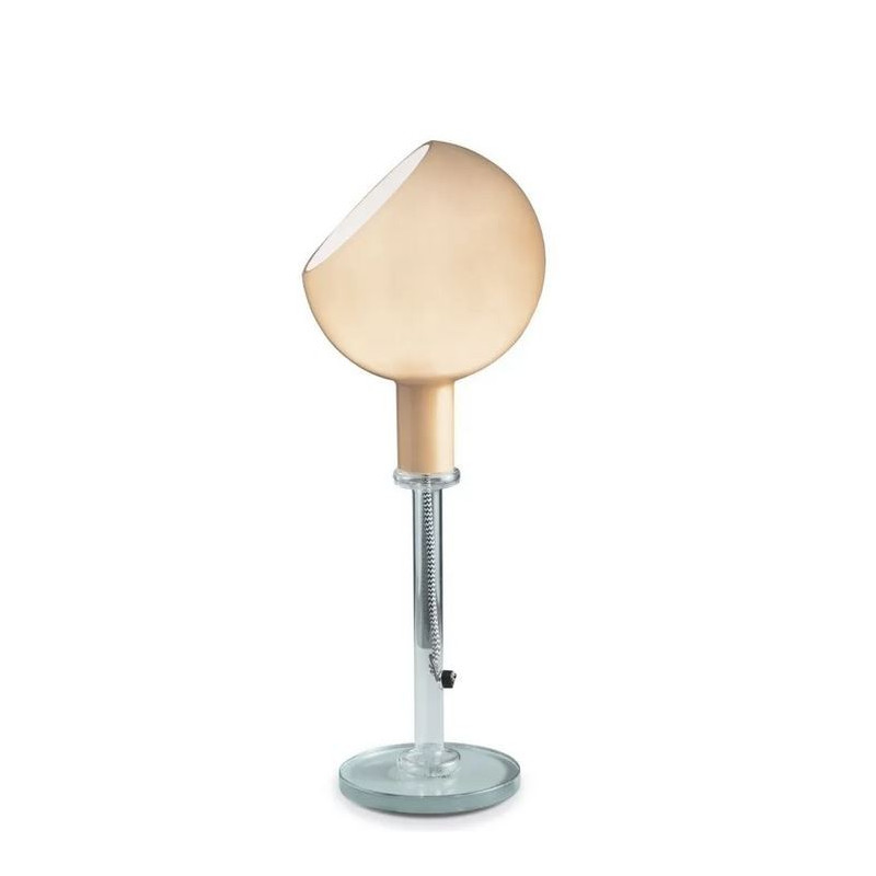 Lampe de table Parola avec base en verre transparent et diffuseur en verre soufflé 60W E14