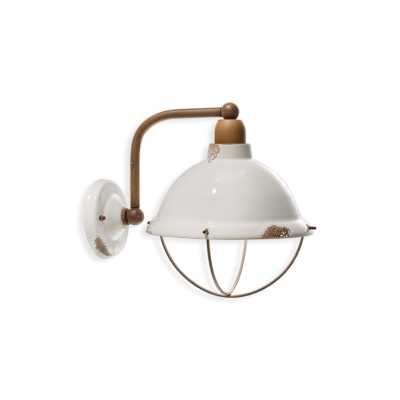 Industrial C1681 Wall lamp in ceramic with cage 46W E14