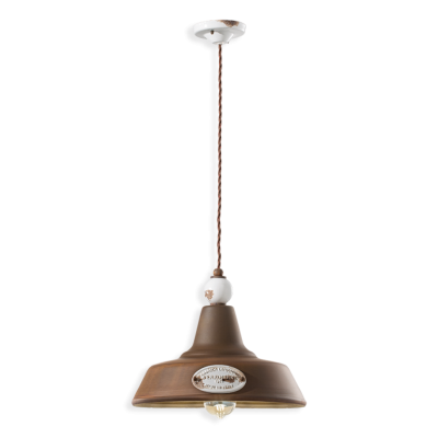 Grunge C1600 lampada a sospensione in ferro anticato e ceramica 77W E27