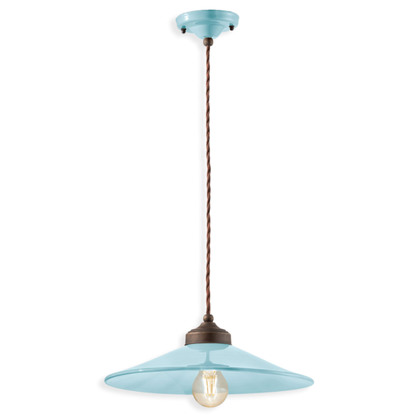 Colors C1631 Suspension lamp in ceramic and burnished brass by Ferroluce Ferroluce Retrò / Vellini