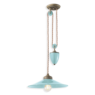 Colors C1632 suspension lamp up and down in ceramic and burnished brass 77W E27