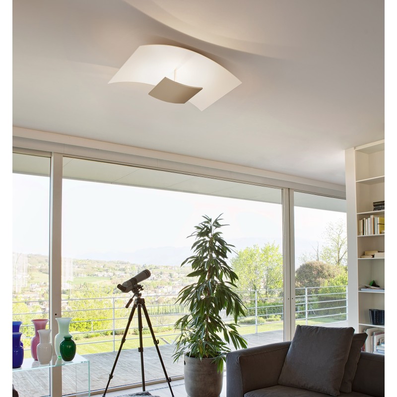 Aria P/G Large ceiling lamp in aluminum and Led