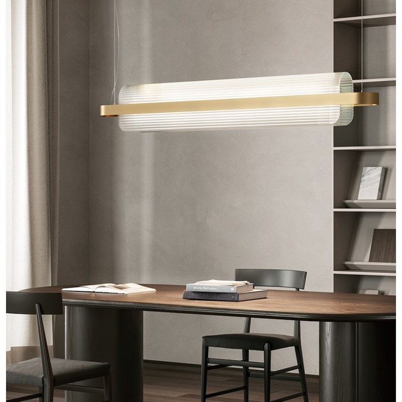 Nami suspension lamp diffuser in curved textured