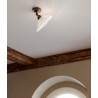 Tabià 212.02 Piccola c/snodo lampada da soffitto in vetro con montature in ottone anticato 77W E27