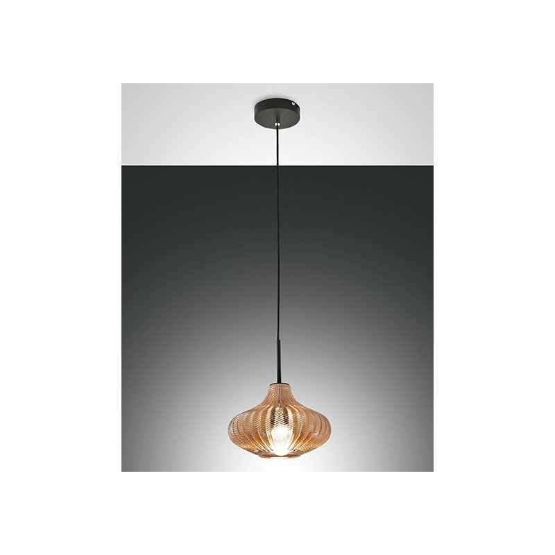Budelli Fabas Luce suspension lamp in metal and blown glass