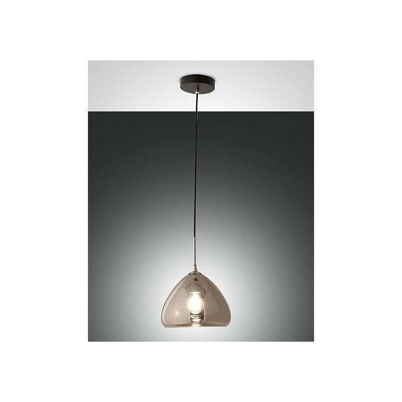 Glow Small Fabas Luce suspension lamp in metal and blown glass