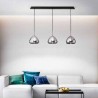 Glow bar 3 lights Fabas Luce suspension lamp in metal and blown glass