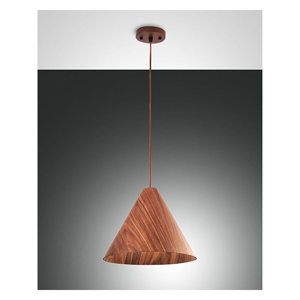 Esino Ø 33 cm Fabas Luce Suspension Lamp in metal and wood