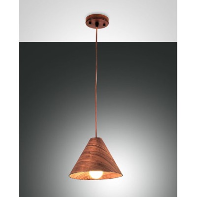 Esino Ø 25 cm lampada a sospensione in metallo e legno 40W E27