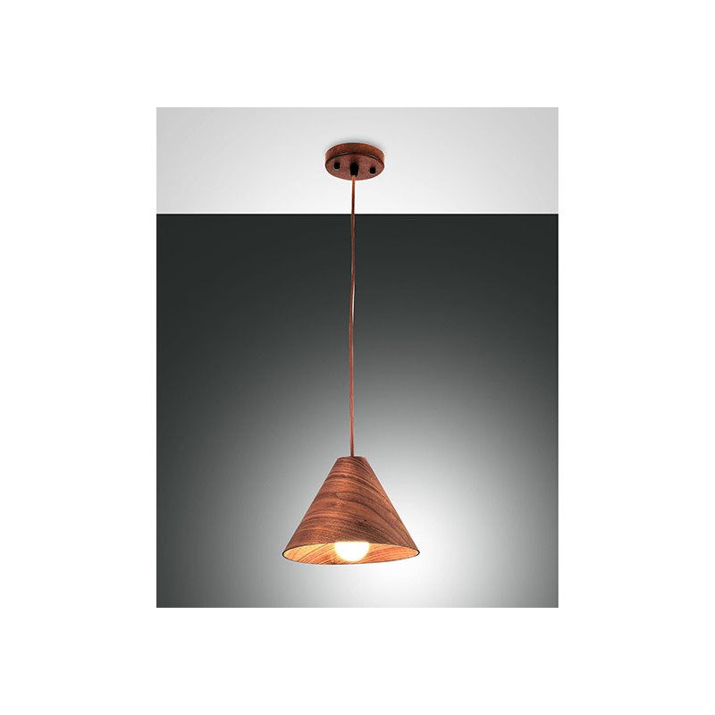 Esino Ø 25 cm Fabas Luce Suspension Lamp in metal and wood
