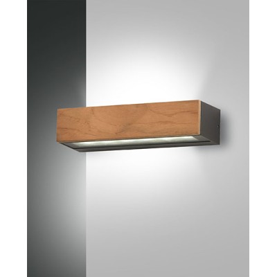 Hazel biemissione per esterno lampada da parete IP65 in metallo e legno Led 3000K