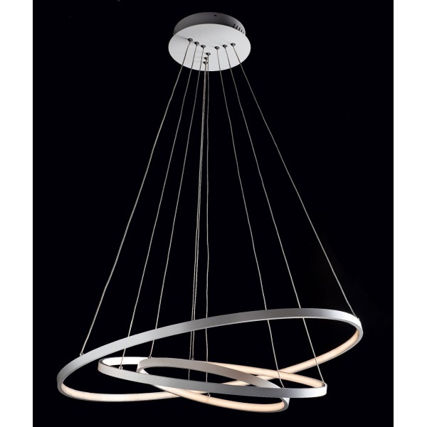 Anneaux 3 Ø 80 + 60 + 40 cm Lampe à Suspension Illuminando cadre blanc