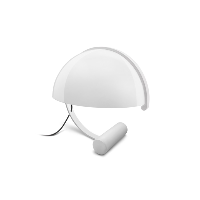 Meta Lampada da Tavolo Stilnovo struttura e base cilindrica in metallo e diffusore in vetro triplex / Vellini