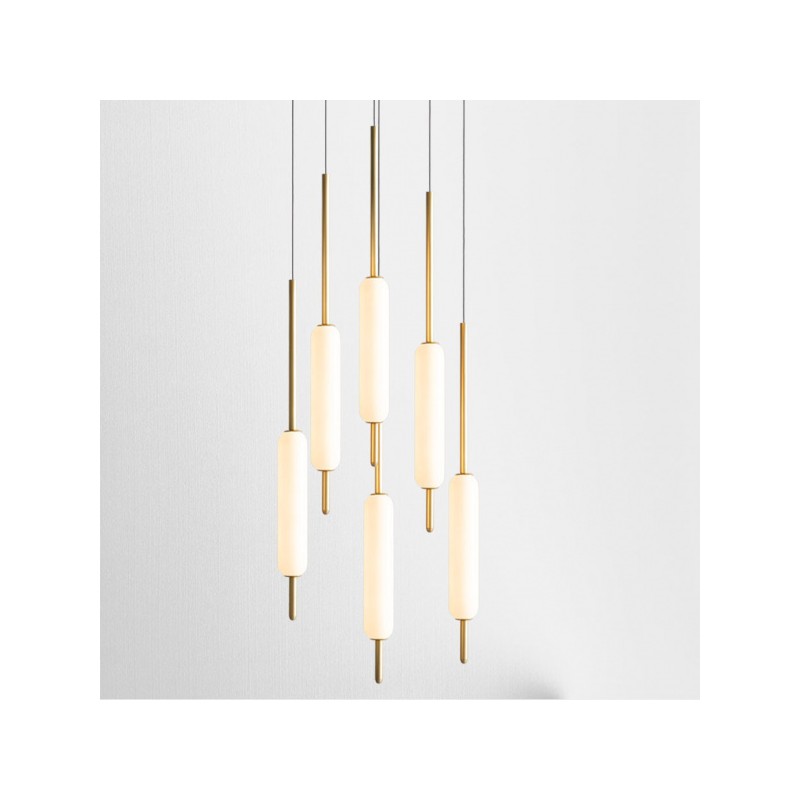 Typha 6 lights Suspension Lamp Il Fanale in glass and brass / Vellini