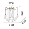 Rhapsody Ø 65 cm Ideal Lux Suspension Lamp in metal and glass / Vellini