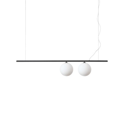 Beads 2 lights pendant lamp in metal and glass 40W G9