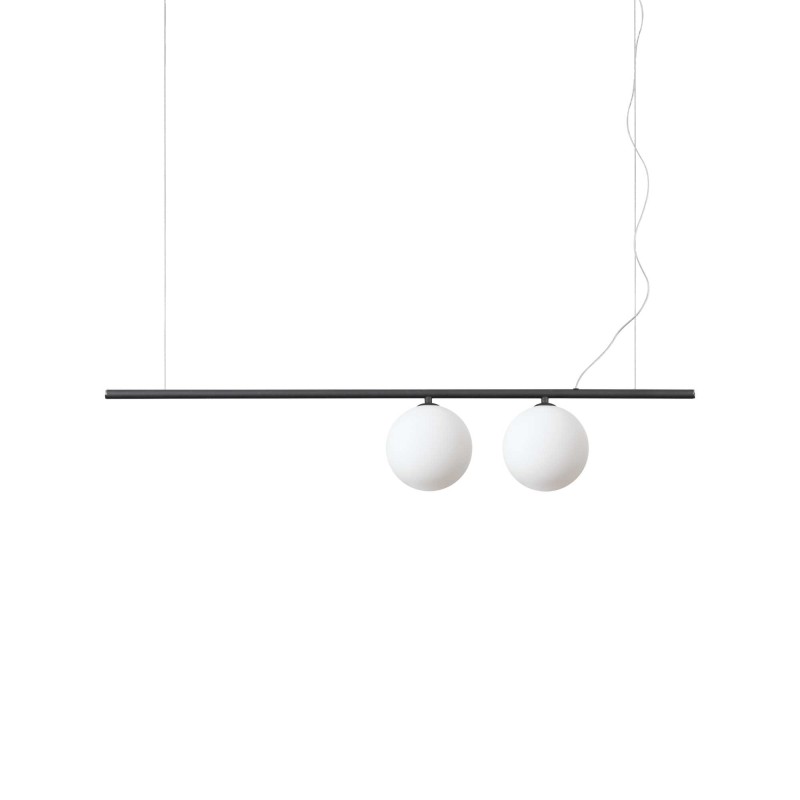 Beads 2 lights Ideal Lux Suspension Lamp in metal and glass / Vellini