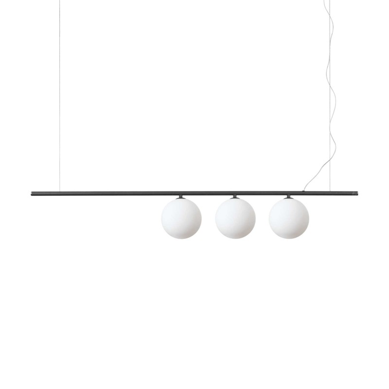 Beads 3 lights Ideal Lux Suspension Lamp in metal and glass / Vellini