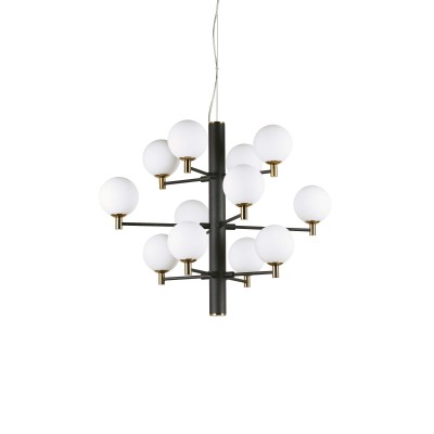 Copernico 12 lights pendant lamp in metal and glass 40W G9