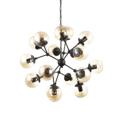 Kepler 18 lights suspension lamp in metal and glass 40W E27