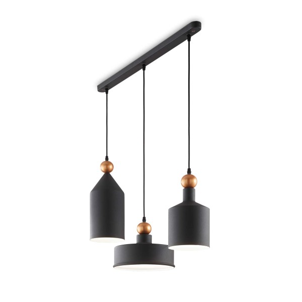 Triade Barra 3 lumières Lampe à Suspension Ideal Lux en métal / Vellini