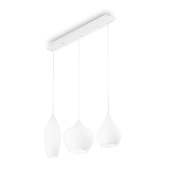 Soft Bar 3 lights Ideal Lux Suspension Lamp in glass / Vellini