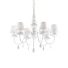 Blanche 6 Arms Suspension Lamp Ideal Lux with lampshades in PVC foil covered in fabric / Vellini