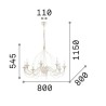 Corte 8 Arms Ideal Lux Suspension Lamp in metal / Vellini