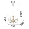 Firenze 5 Arms Ideal Lux Suspension Lamp in metal and resin / Vellini