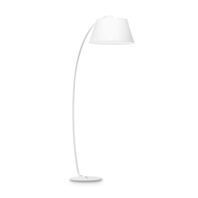 Lampadaire pagode en métal avec abat-jour recouvert de tissu 60W E27