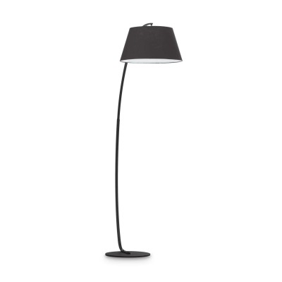Pagoda floor lamp in metal with shade covered in fabric 60W E27