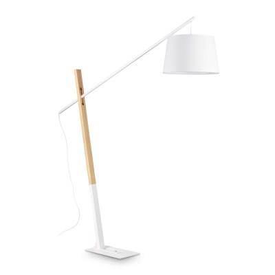 Eminent floor lamp in metal and wood with lampshade in PVC covered in fabric 60W E27