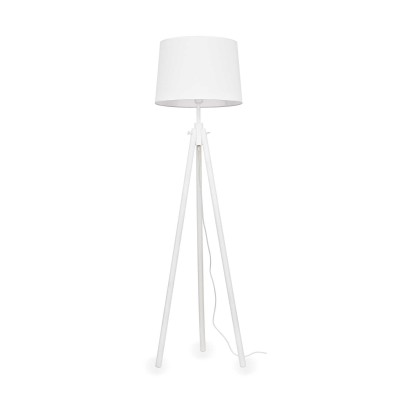 York floor lamp in metal and wood with lampshade in PVC covered in fabric 60W E27