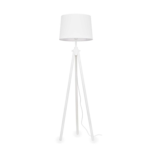 York Floor Lamp Ideal Lux in metal and wood with lampshade in PVC covered in fabric / Vellini