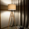 Klimt Lampada da Terra Ideal Lux in metallo e legno con paralume in PVC rivestito in tessuto / Vellini