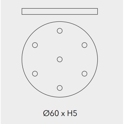 Plaque ronde pour max 7 connexions pour Art.Glo Mini/Medium/Large en métal