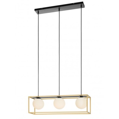 Zodiac 3 lights pendant lamp with metal structure and opal blown glass diffuser 28W E14