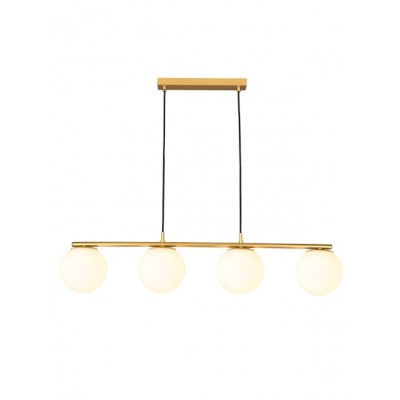 Lampe à Suspension Bowling 4 lumières Redo Group structure métallique et diffuseur en verre soufflé