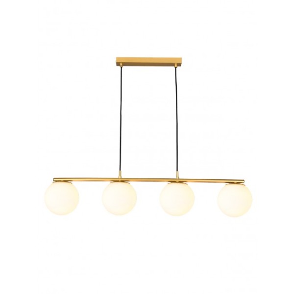 Bowling 4 lights Suspension Lamp Redo Group metal structure and blown glass diffuser