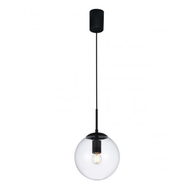 Global Ø 20 cm pendant lamp with metal structure and transparent blown glass diffuser 42W E27