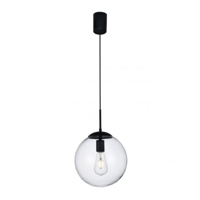 Global Ø 25 cm pendant lamp with metal structure and transparent blown glass diffuser 42W E27