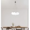 Pearl 7 lights Pendant Lamp Vivid metal structure and satin white glass diffuser